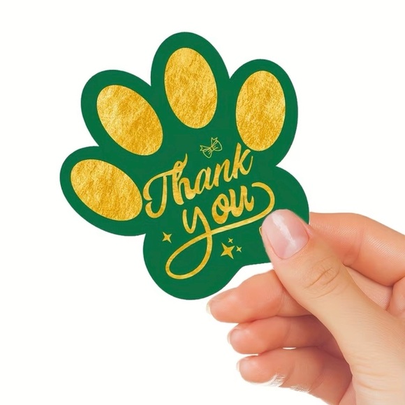 Other - 50 Paw Print Thank You Card - Green & Gold